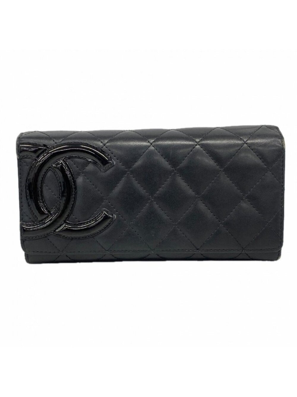 Chanel Wallet Cambon Lambskin Black Silver